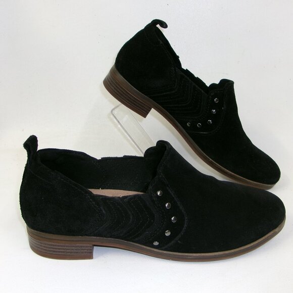 Clarks Trish Bell‎ Studded Black Suede Slip On Shoes Booties US Women's Sz 6 M - Picture 1 of 6